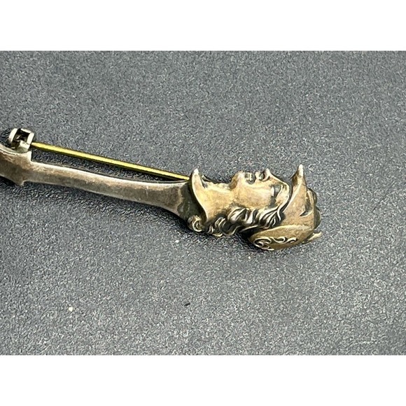 Sterling silver Roman soldier Spoon brooch Athene / Minerva Lapel Pin - Picture 10 of 13